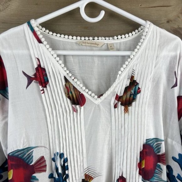 Soft Surroundings Seychelles Tropical Coral Reef Fish Lightweight Coverup Medium - Picture 5 of 11